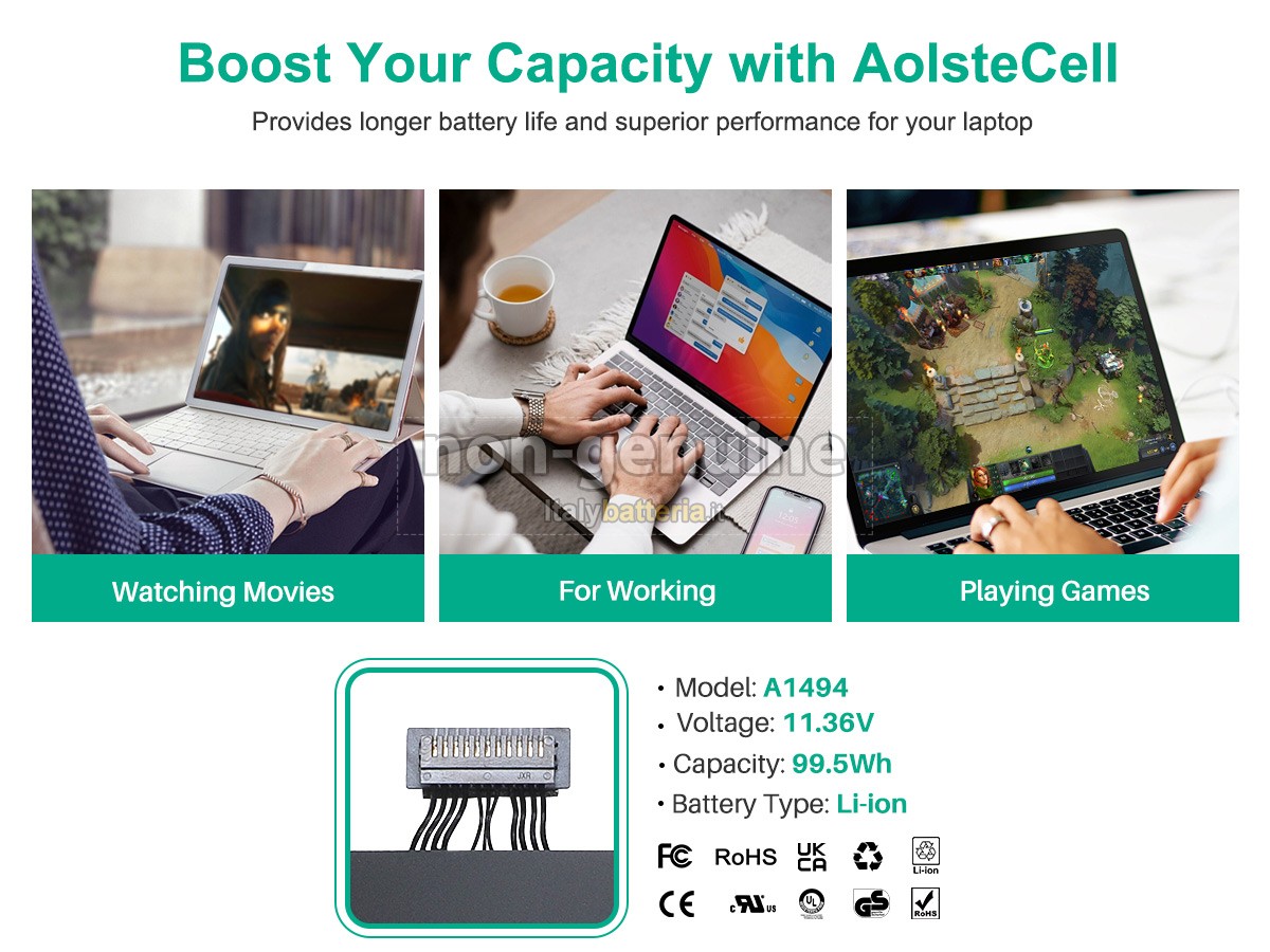 Batteria per Apple MacBook Pro 15.4 inch Retina ME874LL/A