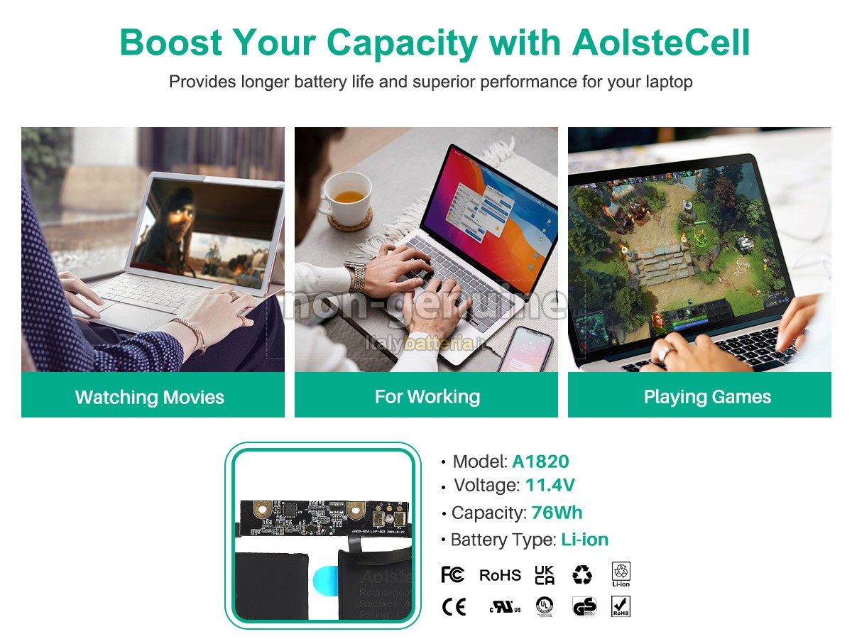 Batteria per Apple MacBook Pro Core I7 2.9 15 inch TOUCH A1707(Mid 2017)