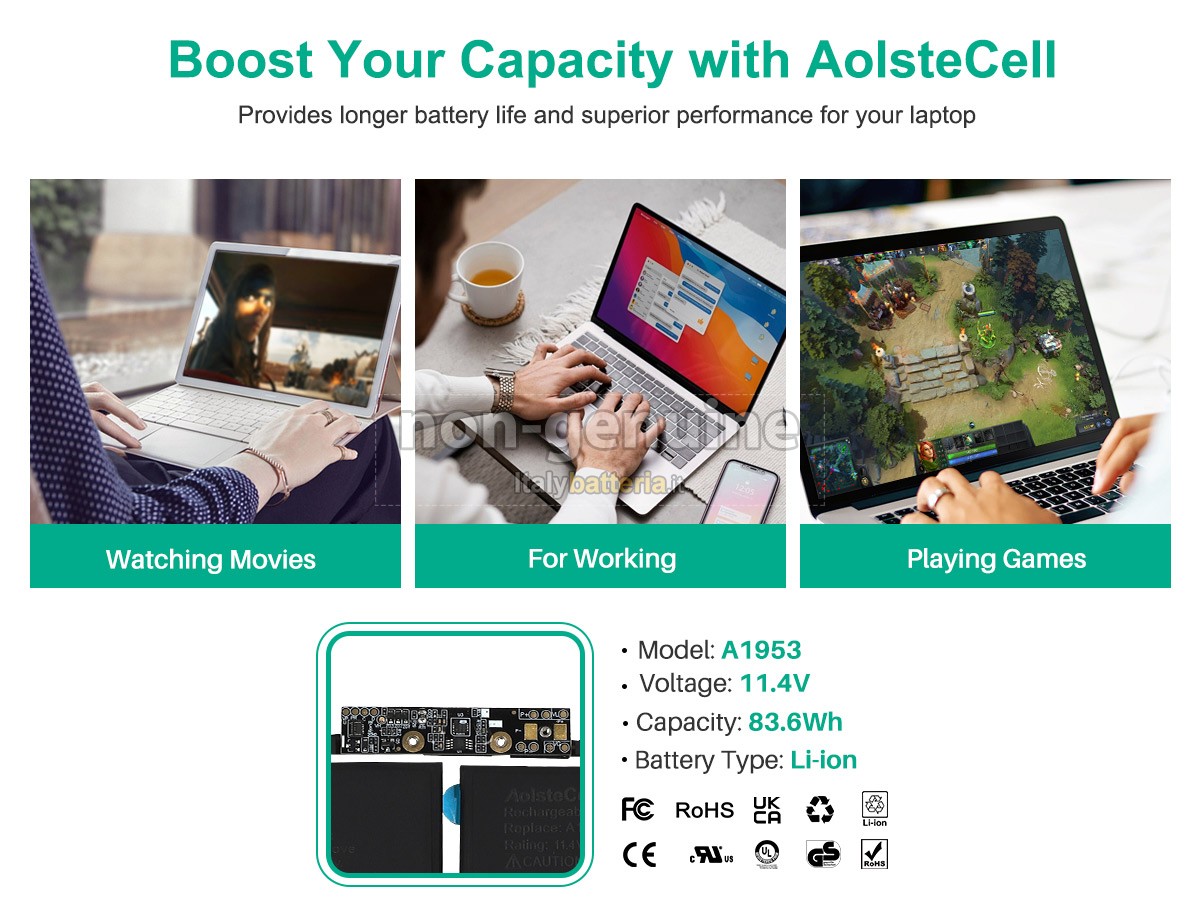 Batteria per Apple MacBook Pro 15 inch TOUCH BAR A1990(Mid-2018)