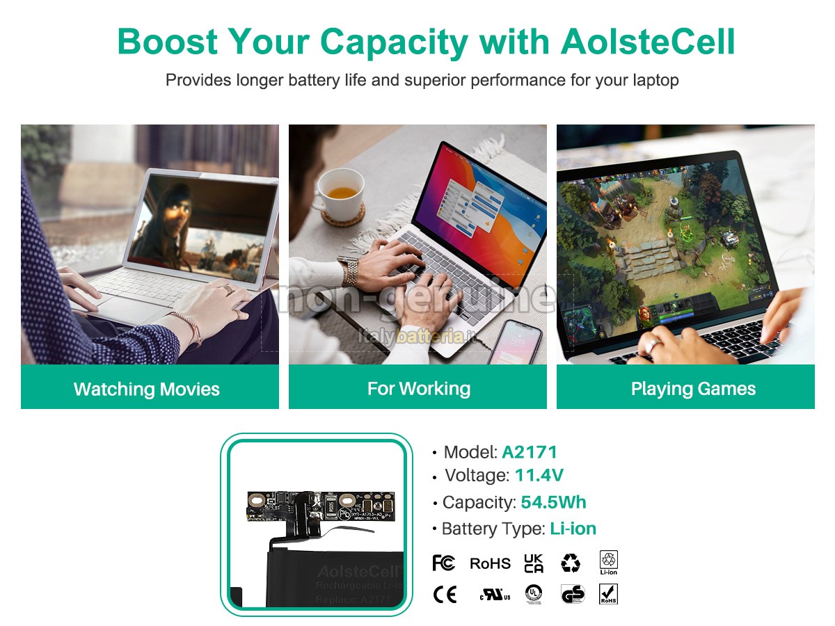 Batteria per Apple MacBook Pro 13-inch _Core I5_ 1.4 TOUCH/2019 2 TB 3