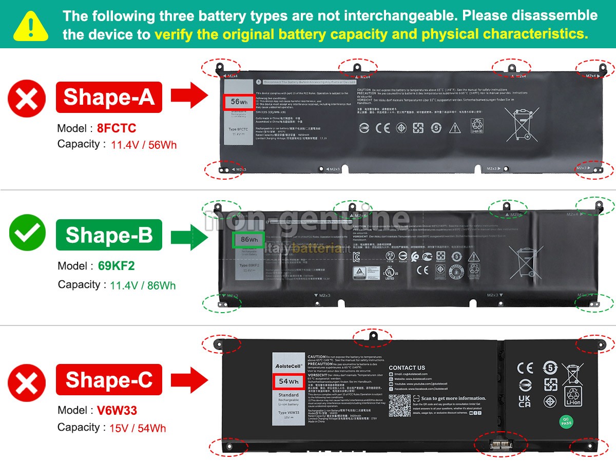 Batteria per Dell P106F