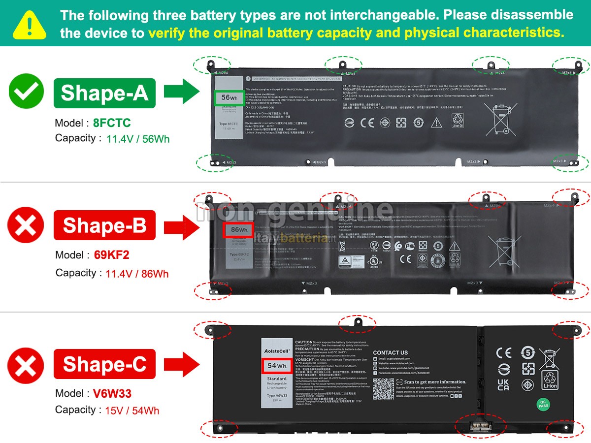 Batteria per Dell P106F