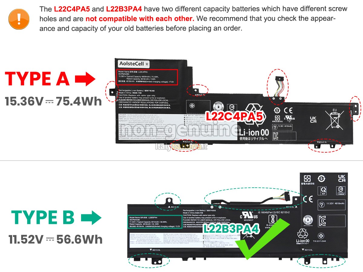 Batteria per Lenovo IdeaPad SLIM 5 16IAH8-83BG0003VN