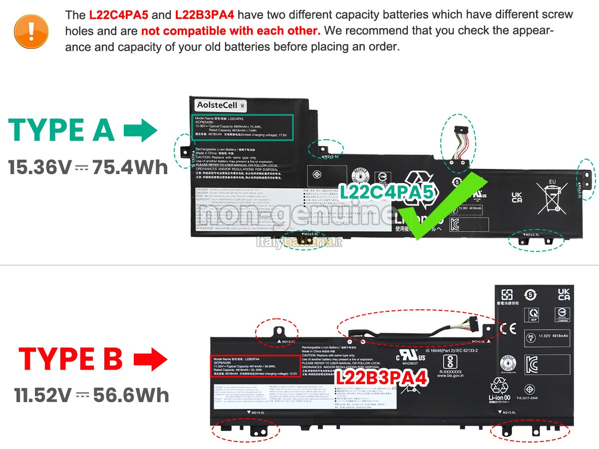 Batteria per Lenovo IdeaPad SLIM 5 16IAH8-83BG0003VN