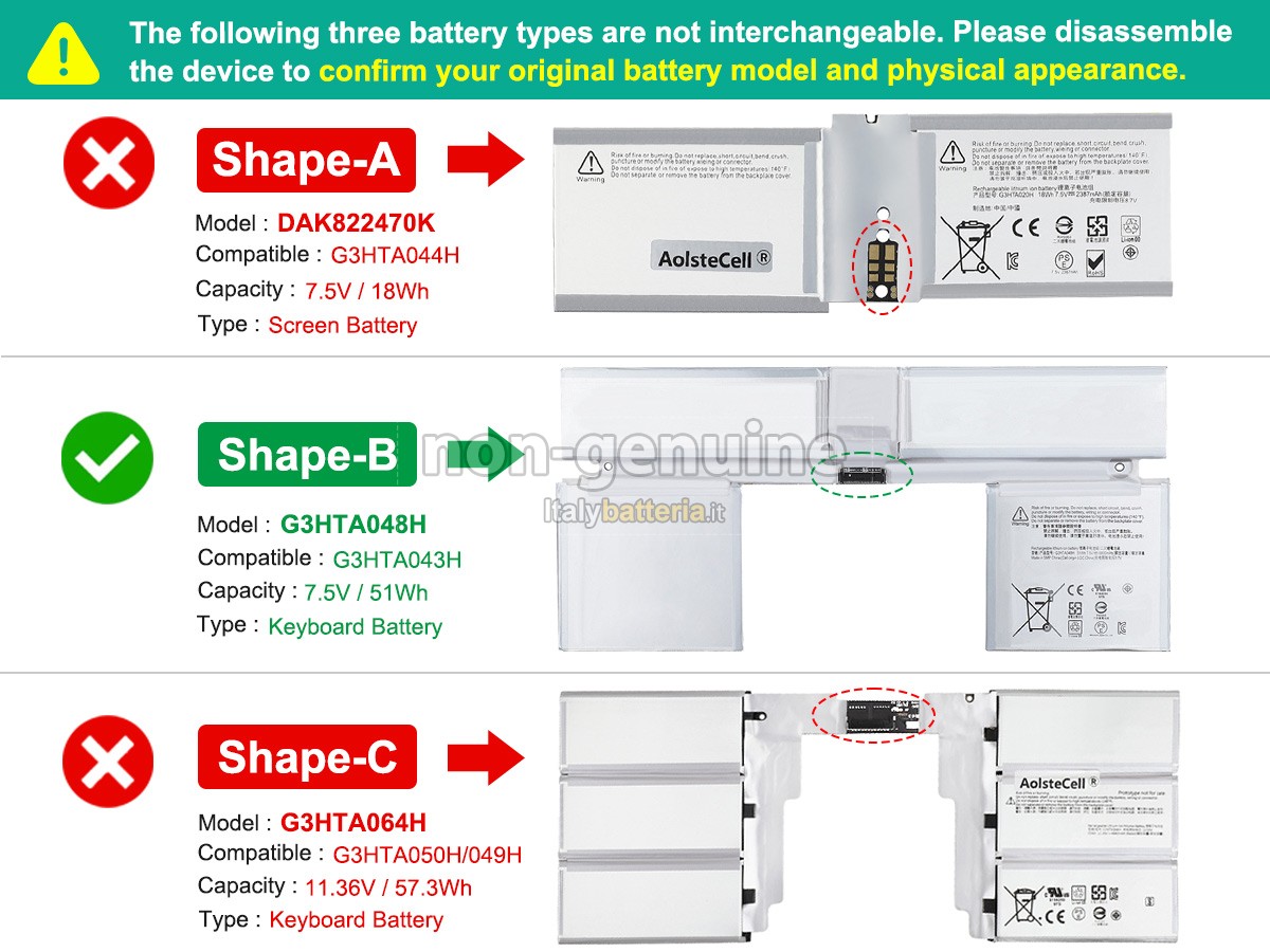 Batteria per Microsoft Surface BOOK 2 1832